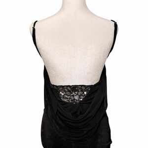 Lucy in the Sky Black Cowl Neck Open Back Cami Top – XS
